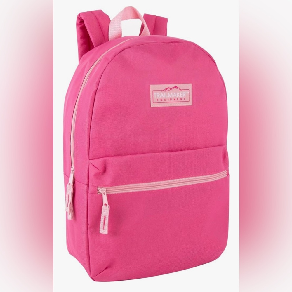 Trail-maker Classic 17 inch Backpacks with Adjustable Padded Straps Pink